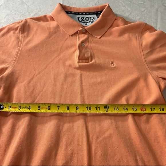 IZOD Cotton Soft Orange Short Sleeve Heritage Polo Collared Men Size Medium - Picture 5 of 7